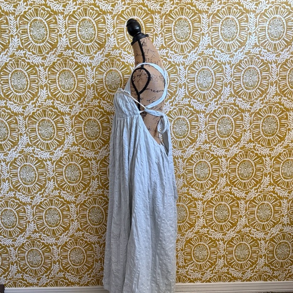NWOT Free People Poppy Cotton Seersucker Midi Dress in Smoke (Light Blue) Sz M - Picture 7 of 12